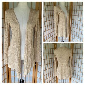 Belldini Gold Metallic Lightweight Open Cardigan SZ L NWT